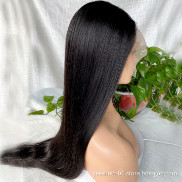 100 Unprocessed Straight Hair Full Lace Wig Human Hair Free Sample Cuticle Aligned Virgin Brazilian Mink Swiss Lace Transparent